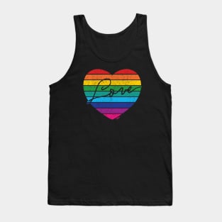 Retro Rainbow Love Heart Tank Top